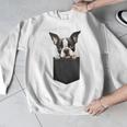 Boston Terrier Dog Puppy Dog In Pocket Cute Pet Lover Men Graphic Sweatshirt, funny design