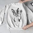 Boston Terrier Dog Raising Paw Idea Men Women Men Graphic Sweatshirt, funny design