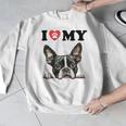 Boston Terrier I Heart My Dog Dog Lover Men Graphic Sweatshirt, funny design