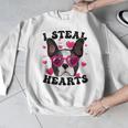 Boston Terrier Heart Glasses Girls Bostie Valentines Day Men Graphic Sweatshirt, funny design
