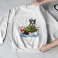 Boston Terrier Merry Christmas Tree Lights Dog X-Mas Dogs Men Graphic Sweatshirt, Boston Terrier Christmas Gifts, funny design