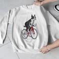 Boston Terrier Riding Bicycle Cute Bostie Biker Raglan Baseball Tee Men Graphic Sweatshirt, Boston Terrier Riding Gifts, funny design