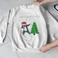 Boston Terrier Santa Hat Dabbing Around The Christmas Tree Men Graphic Sweatshirt, Boston Terrier Christmas Gifts, funny design