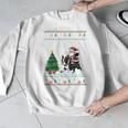 Ugly Christmas Tree Lights Xmas Santa Riding Boston Terrier Men Graphic Sweatshirt, Boston Terrier Christmas Gifts, Boston Terrier Riding Gifts, funny design
