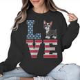 4th Of July Decor Patriotic LOVE Boston Terrier USA Flag Women Crewneck Sweatshirt, Patriotic Boston Terrier Gifts, Boston Terrier 4th Of July Gifts, trending gift