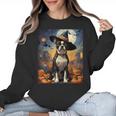 Aesthetic Halloween Boston Terrier Dog Witch Pumpkin For Men Women Kids Women Crewneck Sweatshirt, Boston Terrier Halloween Gifts, trending gift