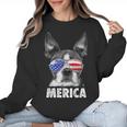 Boston Terrier 4th Of July Merica Men Women USA Flag Vintage Women Crewneck Sweatshirt, Boston Terrier 4th Of July Gifts, trending gift