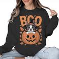 Boston Terrier Costume On Pumpkin Halloween Boston Terrier Women Crewneck Sweatshirt, Boston Terrier Halloween Gifts, trending gift