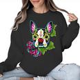 Boston Terrier In Day Of The Dead Sugar Skull Dog Women Crewneck Sweatshirt, trending gift