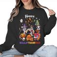 Boston Terrier Dog Christmas Happy Hallothankmas Halloween For Men Women Kids Women Crewneck Sweatshirt, Boston Terrier Christmas Gifts, Boston Terrier Halloween Gifts, trending gift