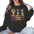 Boston Terrier Dog Halloween Christmas Hallothanksmas Men Women Kids Women Crewneck Sweatshirt, Boston Terrier Christmas Gifts, Boston Terrier Halloween Gifts, trending gift
