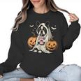 Boston Terrier Ghost Boo Halloween Costume Spooky Season Women Crewneck Sweatshirt, Boston Terrier Ghost Gifts, Boston Terrier Halloween Gifts, trending gift