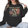 Boston Terrier Mom Dog Lovers American Flag 4th Of July Women Crewneck Sweatshirt, Mom Gifts, Boston Terrier Mom Gifts, American Boston Terrier Gifts, Boston Terrier 4th Of July Gifts, trending gift