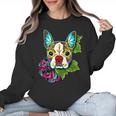 Boston Terrier In Red Day Of The Dead Sugar Skull Dog Women Crewneck Sweatshirt, trending gift