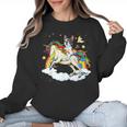 Boston Terrier Riding Unicorn Boys Girls Kids Rainbow Women Crewneck Sweatshirt, Boston Terrier Riding Gifts, trending gift