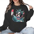 Boston Terrier Selfie Statue Of Liberty 4th Of July American Women Crewneck Sweatshirt, American Boston Terrier Gifts, Boston Terrier 4th Of July Gifts, trending gift