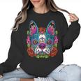 Boston Terrier Sugar Skull Dog Day Of The Dead Women Crewneck Sweatshirt, trending gift