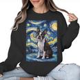 Boston Terrier Van Gogh Starry Night Women Crewneck Sweatshirt, trending gift