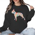 Boston Terrier Watercolor Flowers Women Crewneck Sweatshirt, trending gift