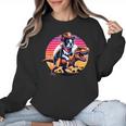 Boston Terrier Wearing A Cowboy Hat On T-Rex Women Crewneck Sweatshirt, trending gift