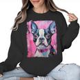Dog Pink Boston Terrier Women Crewneck Sweatshirt, trending gift