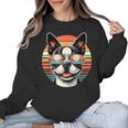 Retro Sunset Sunglasses Boston Terrier Boston Bull Bostie Women Crewneck Sweatshirt, trending gift