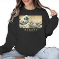 Surfing Boston Terrier Kanagawa Wave Japanese Dog For Men Women Kids Women Crewneck Sweatshirt, trending gift