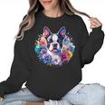 Watercolor Floral Boston Terrier Mama Dog Lover Mother's Day Women Crewneck Sweatshirt, trending gift
