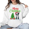 Boston Terrier Christmas Tree Lights Xmas Dog Lover Women Crewneck Sweatshirt, Boston Terrier Christmas Gifts, trending gift