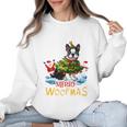 Boston Terrier Merry Christmas Tree Lights Dog X-Mas Dogs Women Crewneck Sweatshirt, Boston Terrier Christmas Gifts, trending gift