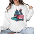 Boston Terrier Merry Christmas Tree Truck Santa Dog X-Mas Women Crewneck Sweatshirt, Boston Terrier Christmas Gifts, trending gift