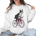 Boston Terrier Riding Bicycle Cute Bostie Biker Raglan Baseball Tee Women Crewneck Sweatshirt, Boston Terrier Riding Gifts, trending gift