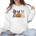 Spooky Ghost Boston Terrier Pumpkin Halloween Dog Lover Women Crewneck Sweatshirt, Boston Terrier Ghost Gifts, Boston Terrier Halloween Gifts, trending gift