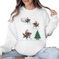 Xmas Lighting Tree Santa Riding Boston Terrier Christmas Women Crewneck Sweatshirt, Boston Terrier Christmas Gifts, Boston Terrier Riding Gifts, trending gift