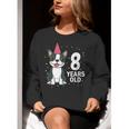 8 Years Old Birthday Boston Terrier Dog Lover 8th Party Kid Women Crewneck Sweatshirt, funny gift