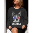Boston Terrier 4th Of July Merica Men Women USA Flag Vintage Women Crewneck Sweatshirt, Boston Terrier 4th Of July Sweatshirts, funny gift