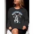 Boston Terrier Boy Cute Cartoon Dog Owner Pet Boston Terrier Women Crewneck Sweatshirt, funny gift