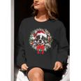 Boston Terrier Christmas Wreath Decoration Xmas Pajamas Women Crewneck Sweatshirt, Boston Terrier Christmas Sweatshirts, funny gift