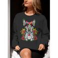 Boston Terrier Dia De Los Muertos Day Of The Dead Dog Skull For Men Women Kids Women Crewneck Sweatshirt, funny gift