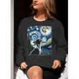 Boston Terrier Dog Art Van Gogh Starry Night Boston Terrier Women Crewneck Sweatshirt, funny gift