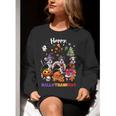 Boston Terrier Dog Christmas Happy Hallothankmas Halloween For Men Women Kids Women Crewneck Sweatshirt, Boston Terrier Halloween Sweatshirts, Boston Terrier Christmas Sweatshirts, funny gift
