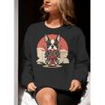 Boston Terrier Dog Japanese Style Samurai Dogs Women Crewneck Sweatshirt, funny gift