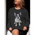 Boston Terrier Dog Motif Pet Art Boston Terrier Men Women Kids Women Crewneck Sweatshirt, funny gift