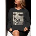 Boston Terrier Dog UFO Alien Extraterrestrial Selfie Women Crewneck Sweatshirt, funny gift
