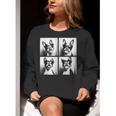 Boston Terrier Dogs With Sunglasses Photo Pets Meme Women Crewneck Sweatshirt, funny gift