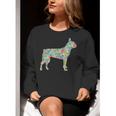 Boston Terrier Flower Silhouette Floral Dog Men Women Girls Kids Women Crewneck Sweatshirt, funny gift