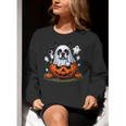 Boston Terrier Ghost Boo Halloween Kids Women Crewneck Sweatshirt, Boston Terrier Ghost Sweatshirts, Boston Terrier Halloween Sweatshirts, funny gift