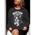 Boston Terrier Girl Cute Cartoon For Dog Owners Pet Terrier Women Crewneck Sweatshirt, funny gift