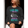 Boston Terrier This Girl Runs On Jesus And Boston Terriers Women Crewneck Sweatshirt, funny gift