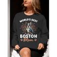 Boston Terrier Groovy World's Best Boston Mom Women Crewneck Sweatshirt, Boston Terrier Mom Sweatshirts, funny gift